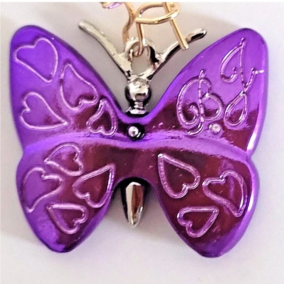 Betsey Johnson Purple Butterfly Pave Dangle Earrings NWT - Picture 5 of 5